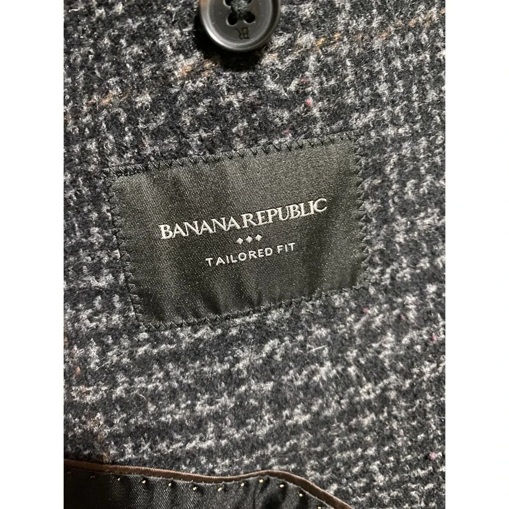 Banana Republic Tweed Blazer 48R Charcoal Wool Blend Sport‎ Coat Tailored